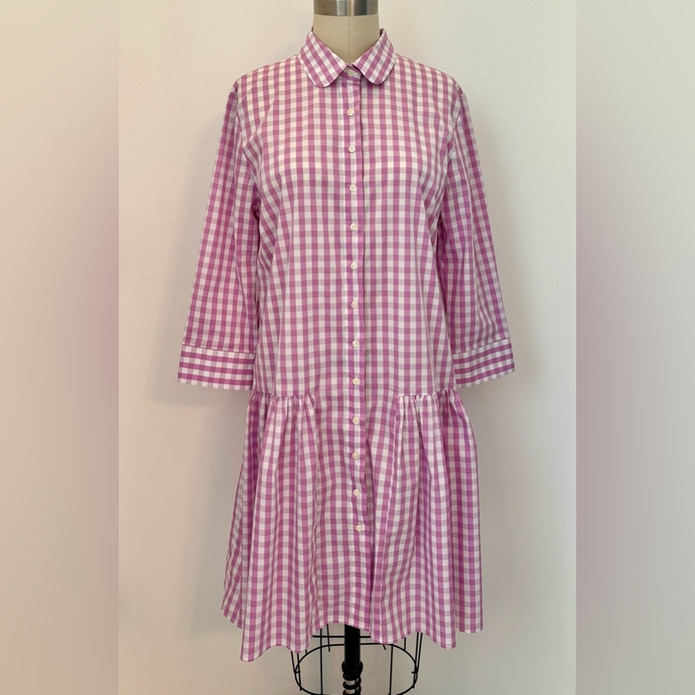Rochelle Behrens The Shirt ‘The Drop Waist Shirt Dress’ NWOT Lilac Gingham L